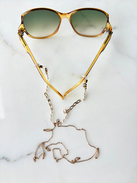Chaîne de lunette perlée doré