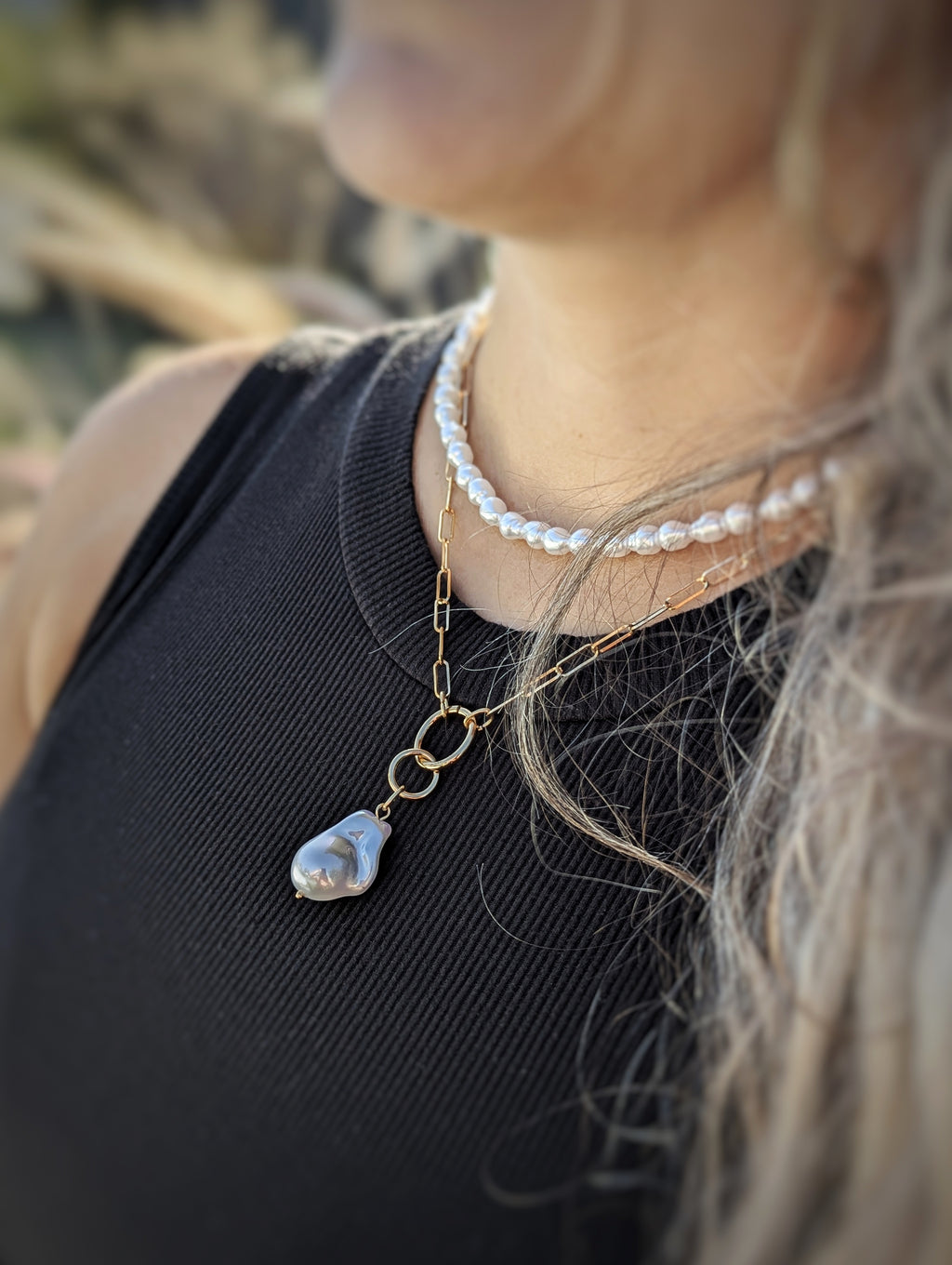 collier perles Sélénite